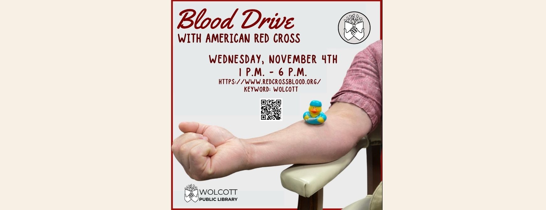 Blood Drive at WPL on Nov. 4 from 1-6pm.