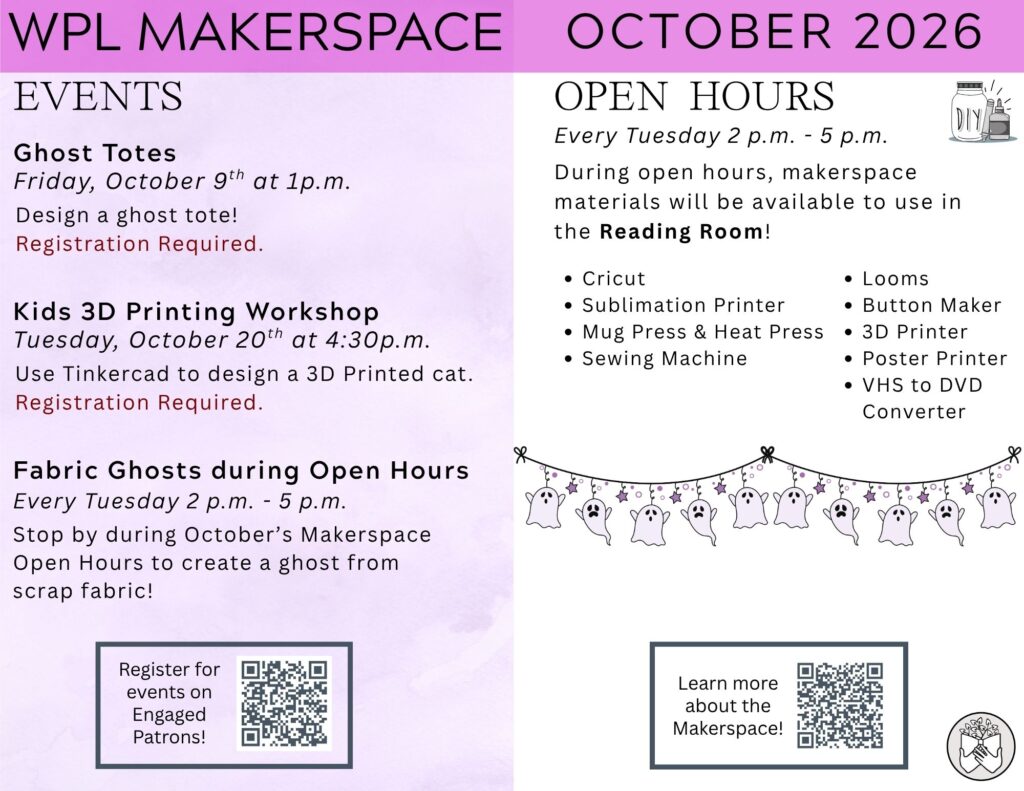 image of Makerspace events foe the month
